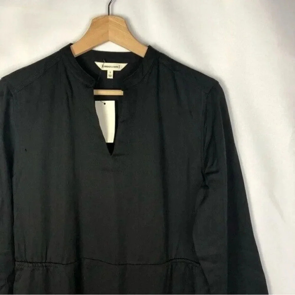 Bridge & Burn Black Split Neck Long Sleeve Midi Dress S — image 3 of 5